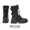 DREAM PAIRS Girls Combat Boots Side Zipper Ankle Booties Toddler/Little Kid/Big Kid(Black)