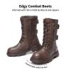 DREAM PAIRS Girls Combat Boots Side Zipper Ankle Booties Toddler/Little Kid/Big Kid(Brown)