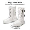 DREAM PAIRS Girls Combat Boots Side Zipper Ankle Booties Toddler/Little Kid/Big Kid(White)