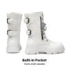 DREAM PAIRS Girls Combat Boots Side Zipper Ankle Booties Toddler/Little Kid/Big Kid(White)