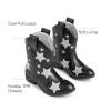 DREAM PAIRS Girls Cowgirl Boots Mid Calf Glitter Cowboy Western Boots Toddler Girls Star Riding Shoes(Black)