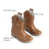 DREAM PAIRS Girls Cowgirl Boots Mid Calf Glitter Cowboy Western Boots Toddler Girls Star Riding Shoes(Camel)