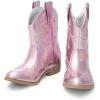 DREAM PAIRS Girls Cowgirl Boots Mid Calf Glitter Cowboy Western Boots Toddler Girls Star Riding Shoes(Pink)