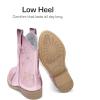 DREAM PAIRS Girls Cowgirl Boots Mid Calf Glitter Cowboy Western Boots Toddler Girls Star Riding Shoes(Pink)