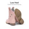 DREAM PAIRS Girls Cowgirl Boots Mid Calf Glitter Cowboy Western Boots Toddler Girls Star Riding Shoes(Pink-holes)