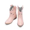 DREAM PAIRS Girls Cowgirl Boots Mid Calf Glitter Cowboy Western Boots Toddler Girls Star Riding Shoes(Pink-holes)