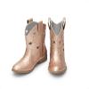 DREAM PAIRS Girls Cowgirl Boots Mid Calf Glitter Cowboy Western Boots Toddler Girls Star Riding Shoes(Rose Gold-holes)