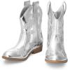 DREAM PAIRS Girls Cowgirl Boots Mid Calf Glitter Cowboy Western Boots Toddler Girls Star Riding Shoes(Silver)