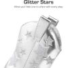 DREAM PAIRS Girls Cowgirl Boots Mid Calf Glitter Cowboy Western Boots Toddler Girls Star Riding Shoes(Silver)