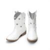 DREAM PAIRS Girls Cowgirl Boots Mid Calf Glitter Cowboy Western Boots Toddler Girls Star Riding Shoes(White-holes)