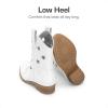 DREAM PAIRS Girls Cowgirl Boots Mid Calf Glitter Cowboy Western Boots Toddler Girls Star Riding Shoes(White-holes)