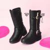 DREAM PAIRS Girls Faux Fur Lining Knee High Winter Motorcycle Riding Boots Toddler/Little Kid/Big Kid(Black)