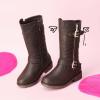 DREAM PAIRS Girls Faux Fur Lining Knee High Winter Motorcycle Riding Boots Toddler/Little Kid/Big Kid(Brown)