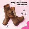 DREAM PAIRS Girls Faux Fur Lining Knee High Winter Motorcycle Riding Boots Toddler/Little Kid/Big Kid(Tan)