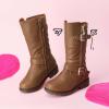 DREAM PAIRS Girls Faux Fur Lining Knee High Winter Motorcycle Riding Boots Toddler/Little Kid/Big Kid(Tan)