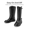 DREAM PAIRS Girls Knee High Boots Side Zipper Riding Shoes for Little Kid/Big Kid(Black)