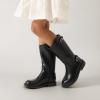 DREAM PAIRS Girls Knee High Boots Side Zipper Riding Shoes for Little Kid/Big Kid(Black)