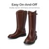 DREAM PAIRS Girls Knee High Boots Side Zipper Riding Shoes for Little Kid/Big Kid(Brown)