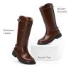 DREAM PAIRS Girls Knee High Boots Side Zipper Riding Shoes for Little Kid/Big Kid(Brown)
