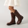 DREAM PAIRS Girls Knee High Boots Side Zipper Riding Shoes for Little Kid/Big Kid(Brown)