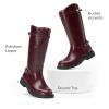 DREAM PAIRS Girls Knee High Boots Side Zipper Riding Shoes for Little Kid/Big Kid(Burgundy)
