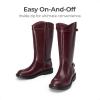 DREAM PAIRS Girls Knee High Boots Side Zipper Riding Shoes for Little Kid/Big Kid(Burgundy)