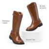 DREAM PAIRS Girls Knee High Boots Side Zipper Riding Shoes for Little Kid/Big Kid(Tan)