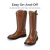 DREAM PAIRS Girls Knee High Boots Side Zipper Riding Shoes for Little Kid/Big Kid(Tan)