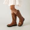 DREAM PAIRS Girls Knee High Boots Side Zipper Riding Shoes for Little Kid/Big Kid(Tan)