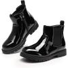 DREAM PAIRS Girls Side Zipper Chelsea Ankle Boots Little Kid/Big Kid(Black/Pat)