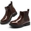 DREAM PAIRS Girls Side Zipper Chelsea Ankle Boots Little Kid/Big Kid(Brown/Pat)