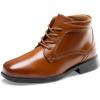 DREAM PAIRS Boys Dress Boots Lace-up Formal Shoes with Side Zipper(Camel)