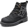 DREAM PAIRS Boys Girls Combat Ankle Boots Cowboy Cowgirl Western Embroidered Side Zipper Booties Toddler/Little Kid/Big Kid(Black)
