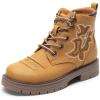 DREAM PAIRS Boys Girls Combat Ankle Boots Cowboy Cowgirl Western Embroidered Side Zipper Booties Toddler/Little Kid/Big Kid(Camel)