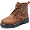 DREAM PAIRS Boys Girls Combat Ankle Boots Cowboy Cowgirl Western Embroidered Side Zipper Booties Toddler/Little Kid/Big Kid(Dark Brown)