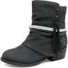 DREAM PAIRS Girls Ankle Boots Side Zipper Low Heels Boots Little Kid/Big Kid(Black/Silver)