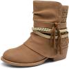 DREAM PAIRS Girls Ankle Boots Side Zipper Low Heels Boots Little Kid/Big Kid(Camel/Gold)