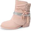 DREAM PAIRS Girls Ankle Boots Side Zipper Low Heels Boots Little Kid/Big Kid(Pink)