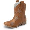 DREAM PAIRS Girls Cowgirl Boots Mid Calf Glitter Cowboy Western Boots Toddler Girls Star Riding Shoes(Camel)
