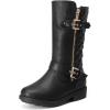 DREAM PAIRS Girls Faux Fur Lining Knee High Winter Motorcycle Riding Boots Toddler/Little Kid/Big Kid(Black)