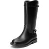DREAM PAIRS Girls Knee High Boots Side Zipper Riding Shoes for Little Kid/Big Kid(Black)