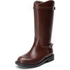 DREAM PAIRS Girls Knee High Boots Side Zipper Riding Shoes for Little Kid/Big Kid(Brown)