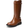 DREAM PAIRS Girls Knee High Boots Side Zipper Riding Shoes for Little Kid/Big Kid(Tan)