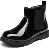 DREAM PAIRS Girls Side Zipper Chelsea Ankle Boots Little Kid/Big Kid(Black/Pat)