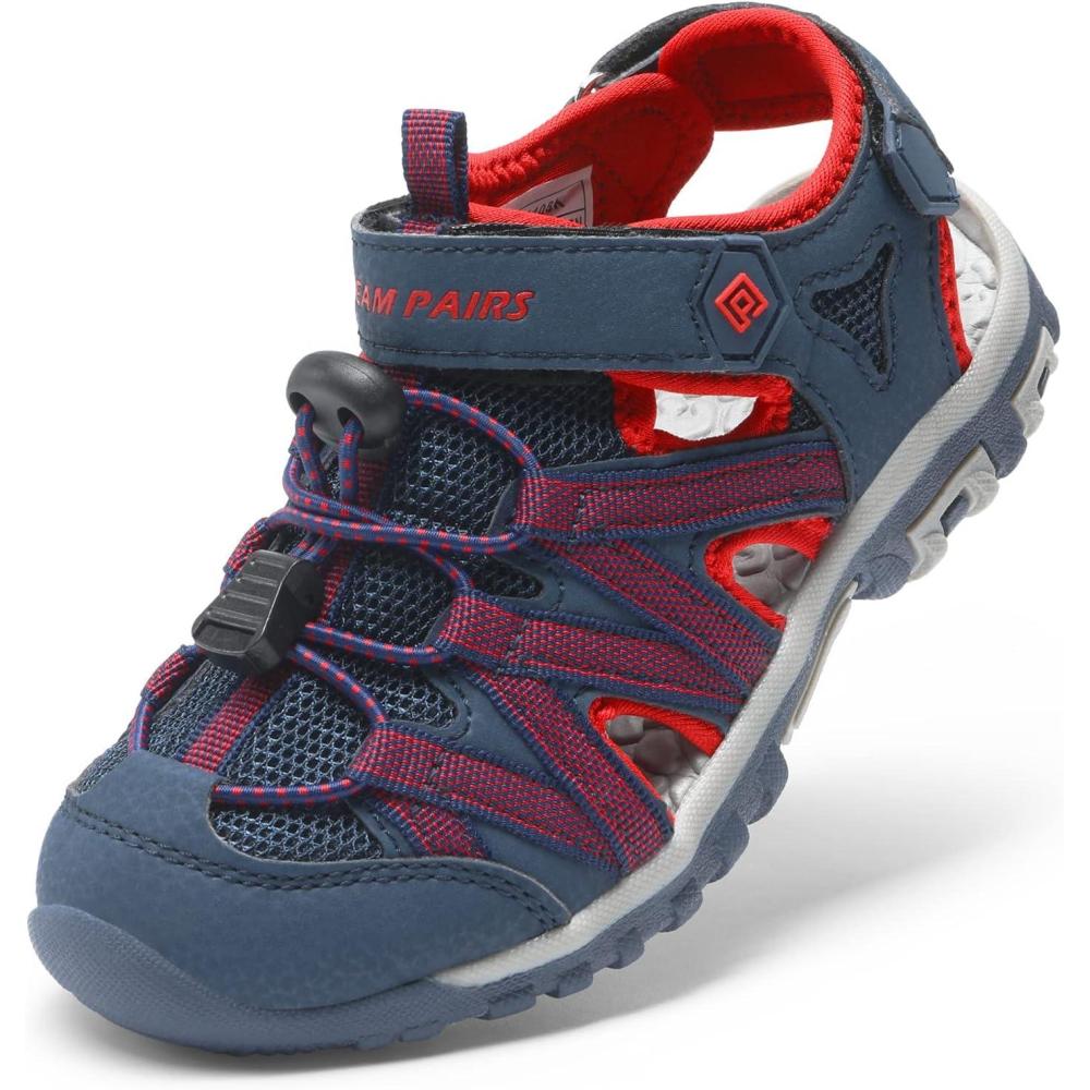 imageDREAM PAIRS Boys Girls ClosedToe Outdoor Summer Sport Sandals for LittleBig KidBlueGreyRed