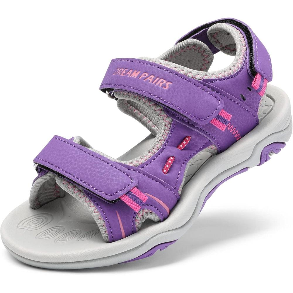 imageDREAM PAIRS Boys Girls Fashion Athletic Summer Sports SandalsToddlerLittle KidBig KidPurpleFuchsiaLightGrey