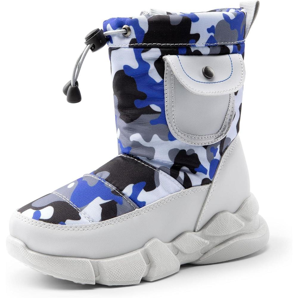 imageDREAM PAIRS Boys Girls Snow Boots Water Resistant NonSlip Mid Calf Lightweight Athletic Outdoor Warm Winter Shoes for LittleBig KidsGreyBlueBlackWhite