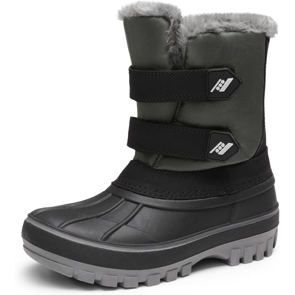 imageDREAM PAIRS Boys Girls Snow Boots WaterResistant Outdoor Sport Warm Cozy AntiSlip Cute Ankle Winter Shoes for ToddlerLittleBig KidBlackGrey