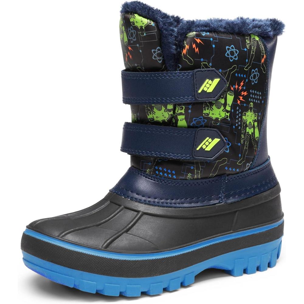 imageDREAM PAIRS Boys Girls Snow Boots WaterResistant Outdoor Sport Warm Cozy AntiSlip Cute Ankle Winter Shoes for ToddlerLittleBig KidBlackNeonGreen