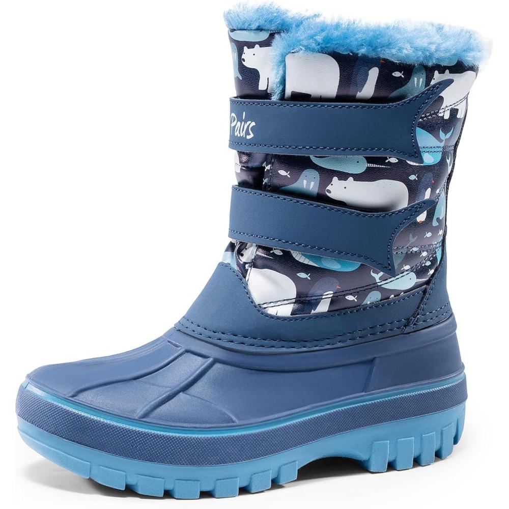 imageDREAM PAIRS Boys Girls Snow Boots WaterResistant Outdoor Sport Warm Cozy AntiSlip Cute Ankle Winter Shoes for ToddlerLittleBig KidBlueNavy